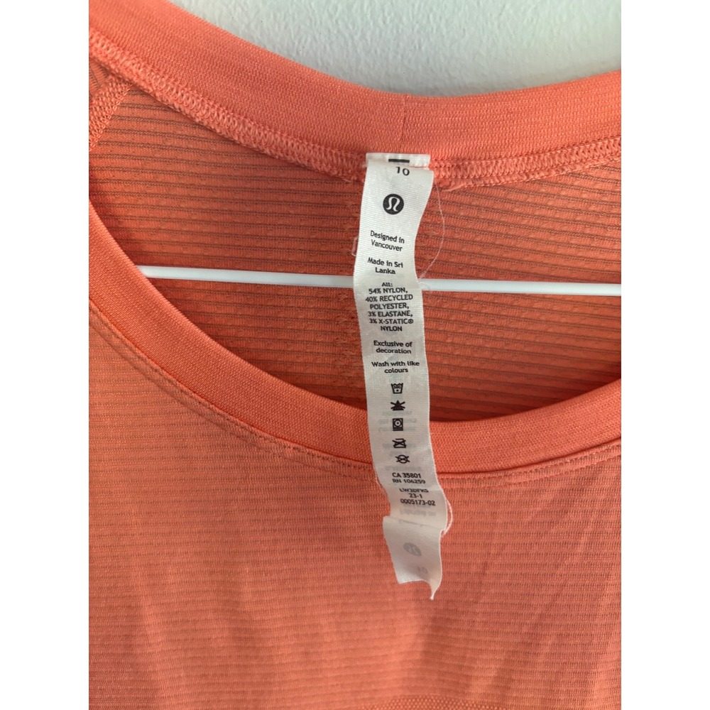 Lululemon Swiftly Tech Long-Sleeve Shirt 2.0 Race Length in Sunny Coral Size 10 - Picture 5 of 5
